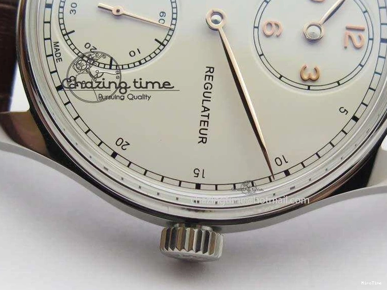 MIROTIME 0511 Sustainable Portuguese IW5444 SS White Dial RG Numbers On Brown Leather Strap A 7256